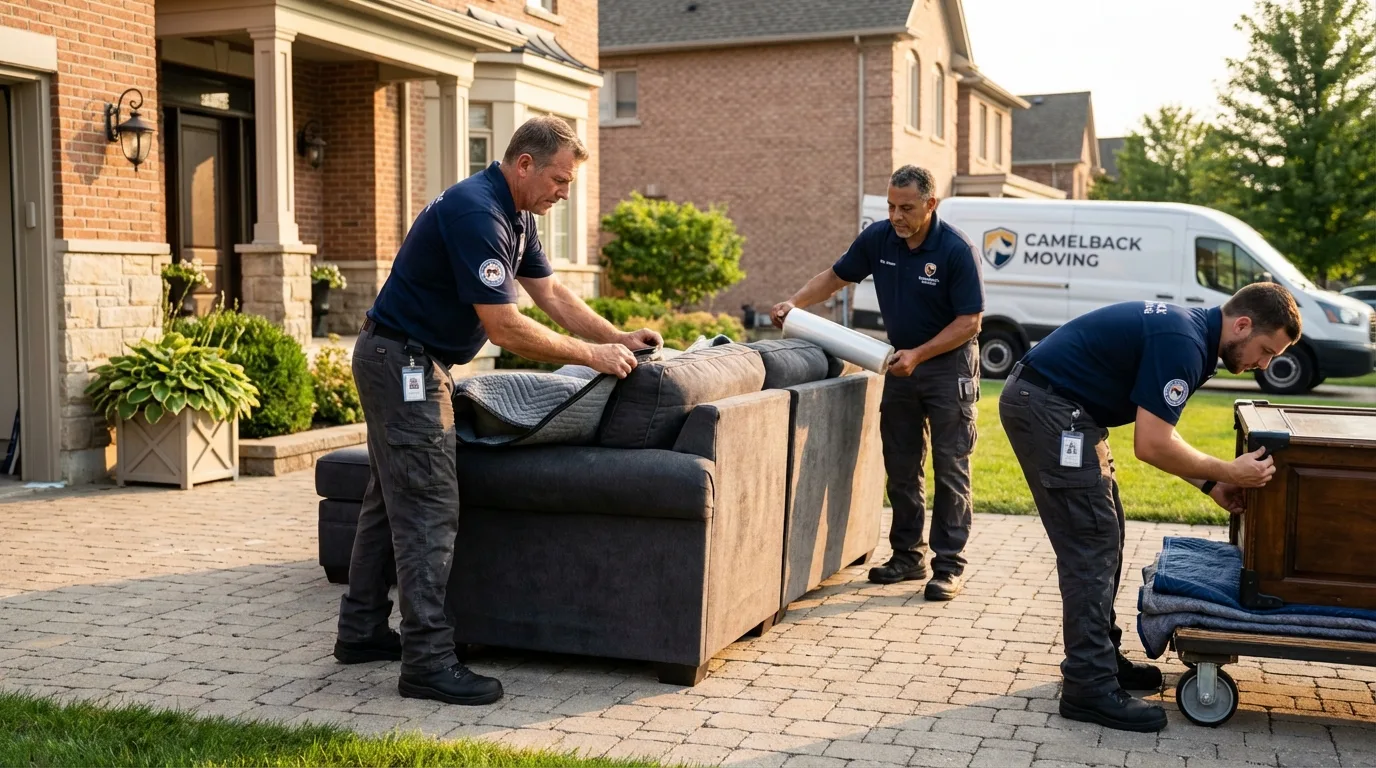 Large estate moving crew wrapping furniture in Saint Francis, MN