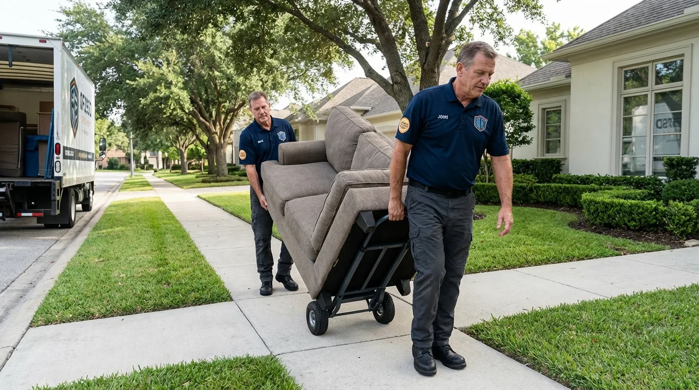 Local residential moving crew loading furniture in Saint Francis, MN