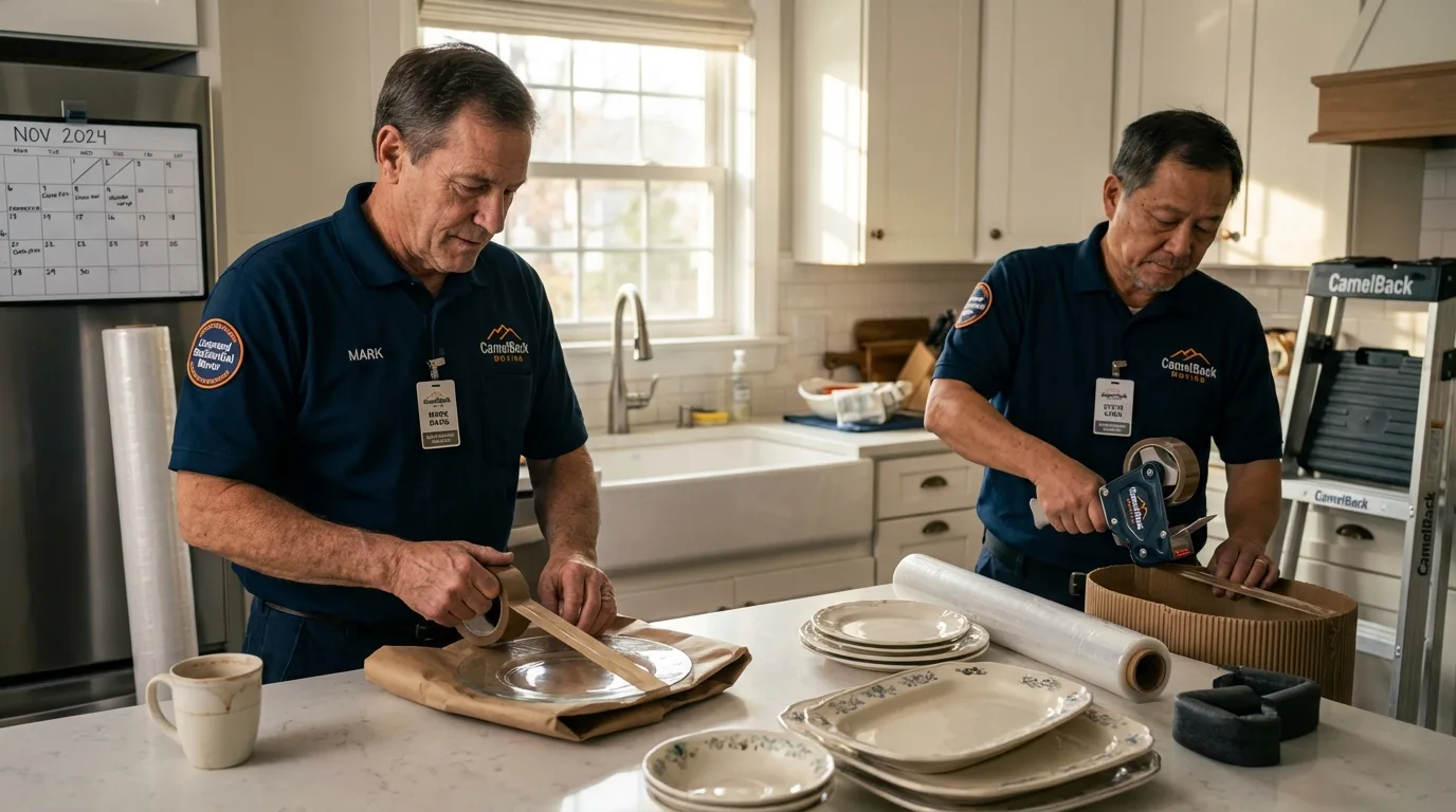 Professional crew packing kitchen dishware in Saint Francis, MN